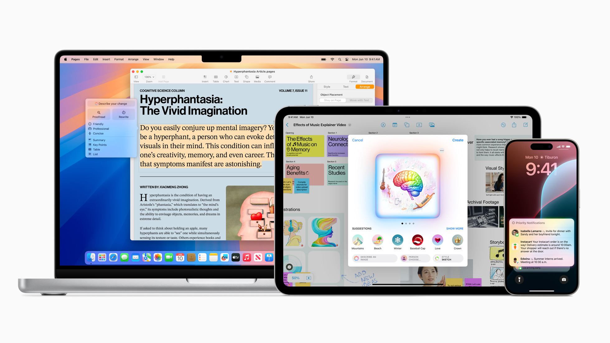 Apple Intelligence auf Macbook, iPad, iPhone (Foto: Apple)