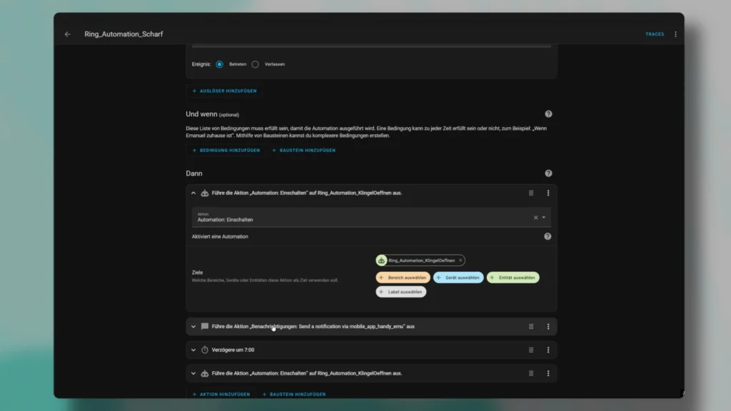 Ausschnitt aus HomeAssistant Automation